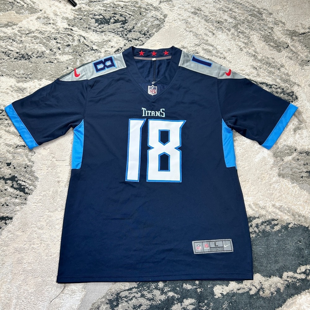 Nike Jersey Men Large Blue V Neck Tennessee Titans Kyle Philips #18 NFL Football